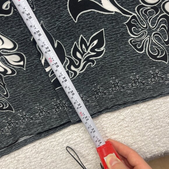 Y2K 725 Originals Mens L Hawaiian Tribal Print Button up Shirt Grey / Black - Picture 9 of 15